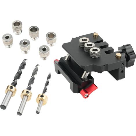 Kit de gabarit cheville – réglable Outil électrique guidage perçage, kit complet pour trous droits menuisiers - (1/5)