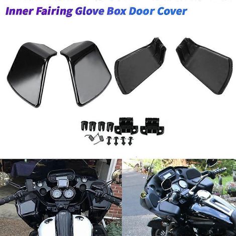 Une paire de caches décoratifs pour porte de boîte à gants de carénage intérieur de moto et un kit de fixation pour Harley Road Slip EFI FLTRI 98-13 (1/5)
