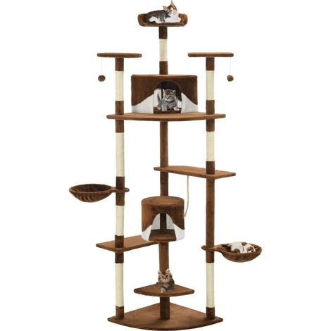 Árbol para gatos rascador caseta para gatos peluche de sisal 203 cm marrón y blanco 3702114
