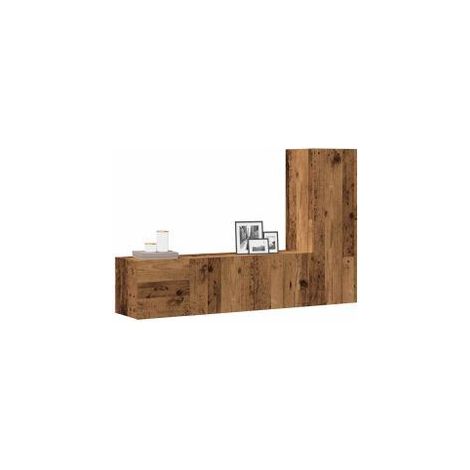 Meubles TV muraux 3 pcs vieux bois bois d'ingénierie (1/5)