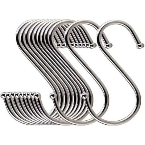 30 Stück Edelstahl-S-Haken, S-förmige Metallhaken für Küche, Bad, Schlafzimmer (1/4)