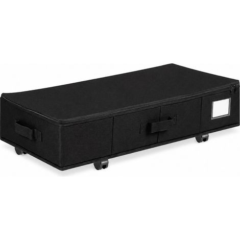Boîte de rangement à roulettes sous le lit, grise, taille moyenne (60 x 40 x 16 cm) Organisateur pliable en tissu anti-poussière, noir, grand modèle (78 x 40 x 16 cm), vendu à l'unité. (1/5)