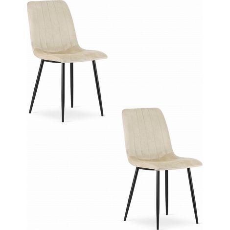 Set di 2 sedie Lava in velluto beige chiaro e metallo nero (1/5)