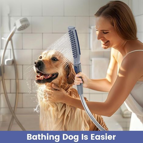 Accessoire de douche pour chien, douche pour chien avec inverseur en métal, accessoire de douche pour animaux de compagnie pour un lavage rapide et facile de votre chien, 3 réglages de jet, interrupte (1/5)