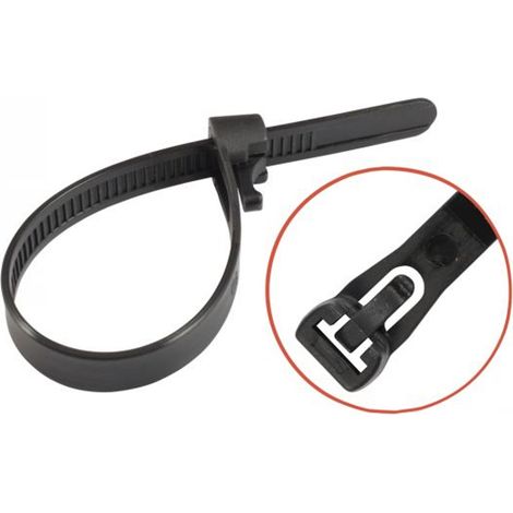 Collier de serrage réouvrable - Noir - Nylon 6.6 7,6x250 mm - Boîte de 50