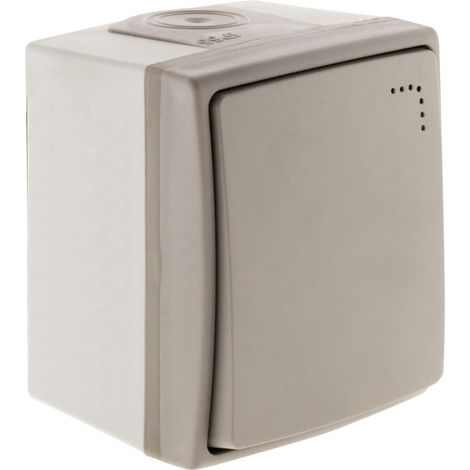 Interrupteur Va-et-Vient à Voyant Étanche IP55 - Bornes Automatiques pour Installation Simple et Rapide - Compatible Intérieur et Extérieur - Gris (1/5)