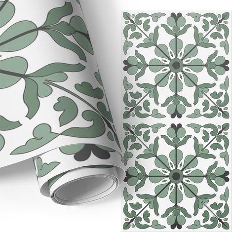 Klebefolie für Möbel - Möbelfolie - Selbstklebende - für Fensterbrett - Küchenschränke - Küchenfronten - Grünes Ornament 50x100 cm