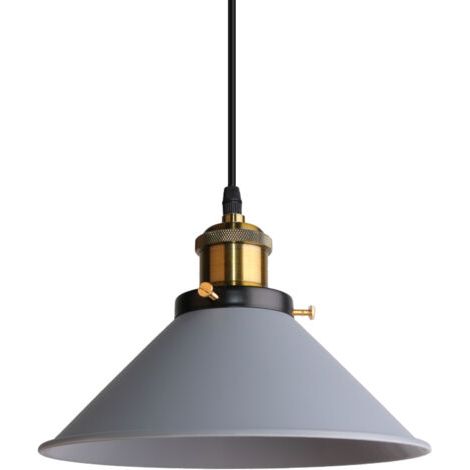 royaluxe- Lampe À Suspension Rétro Lustre Vintage Gris Ø22CM Plafonnier Industriel Lampes Suspendues Modernes Pour Restaurant Loft Cuisine Café E27 (1/5)