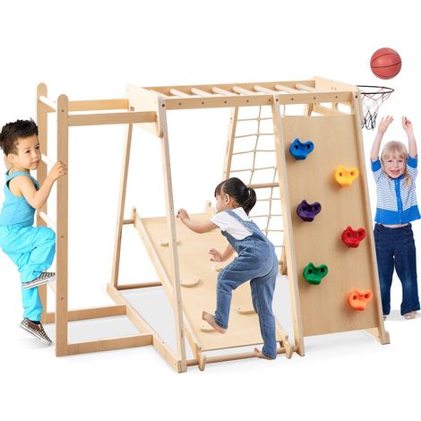 Parco giochi indoor Jungle Gym con scivolo e parete da arrampicata