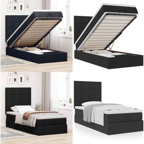 vidaXL Ottoman-Bett mit Matratze Schwarz 100x200 cm Stoff (1/5)