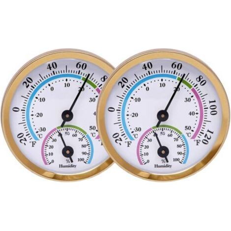Mini termometro e igrometro 2 in 1 per interni, monitor di temperatura e umidità per casa e ufficio (oro - 2 pezzi)