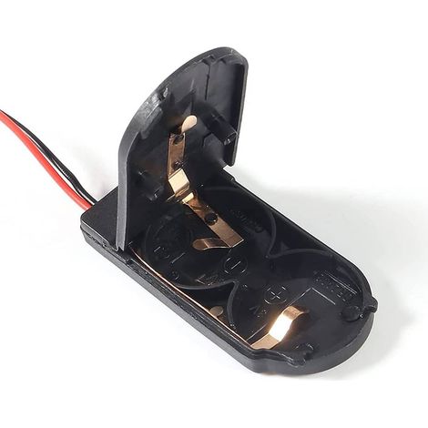 Portapila para 2 pilas CR2032 3V con interruptor  Negro (1/4)