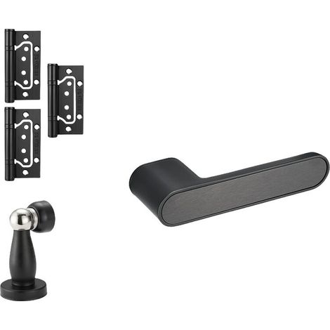 Maniglia interna per porta, set di maniglie per porta D.50 mm, Alluminio, nero. (1/4)