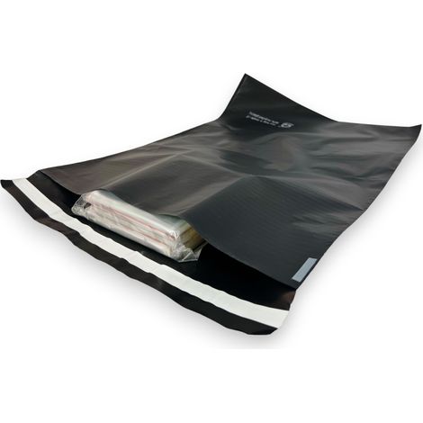 Folienverpackung schwarz matt regranulat 80% 190x250+50 Packung 100 Stück.