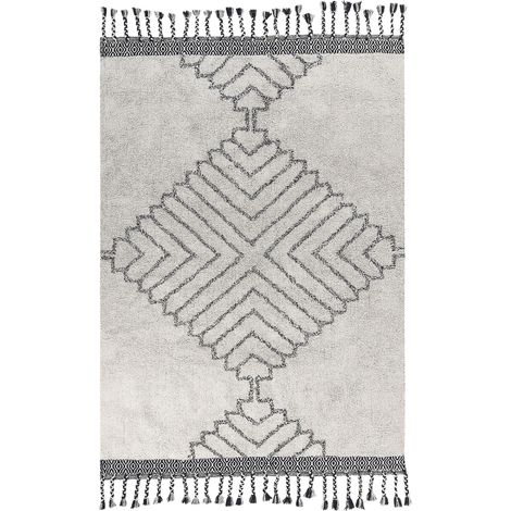 Teppich ERAY Hellbeige 140 x 200 cm Baumwolle