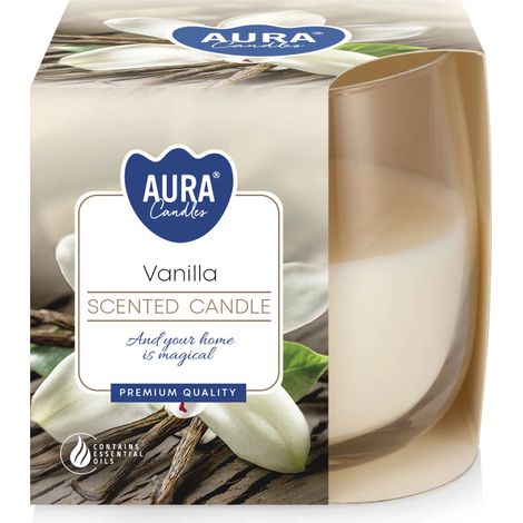 Aromatische VANILLE-Duftkerze im Glas, perfekt zum Verschenken