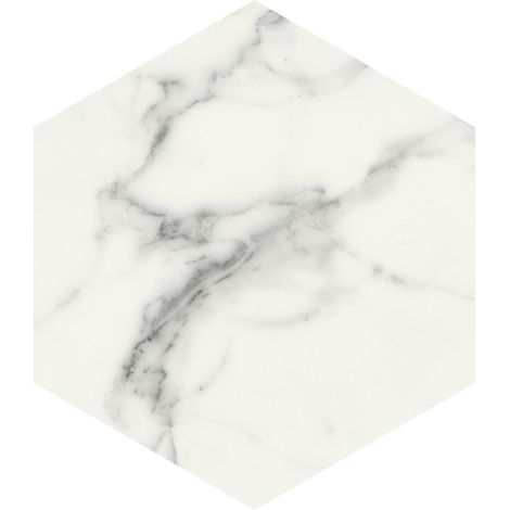 Aelle - Carrelage sol / mur hexagonal effet marbre blanc mate 25x21,6 cmSCULTOREA statuario vena argento esagona J469 - Vendu par boîte de 1.17 m² (1/5)