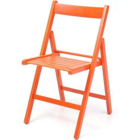 Offerta 4x sedia in legno di faggio pieghevole di colore arancio