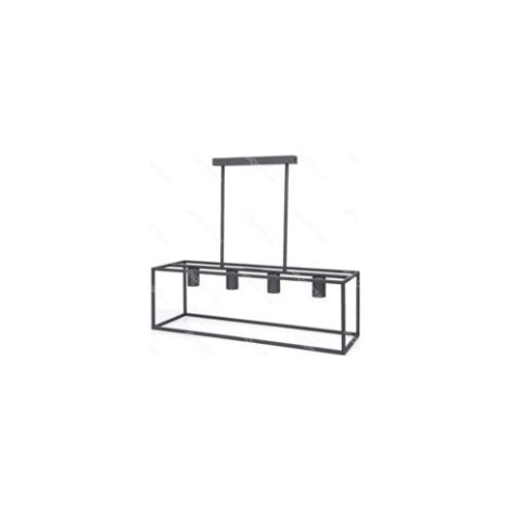 Suspension rectangulaire en métal noir avec 4 ampoules, culot E27, style moderne pour salle à manger (ampoules non incluses)