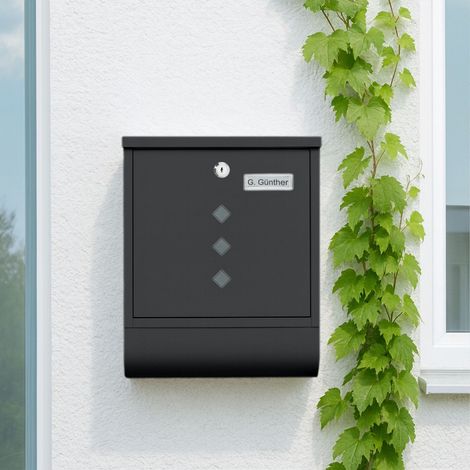 Briefkasten mit zeitungsfach - matte metalloberflache