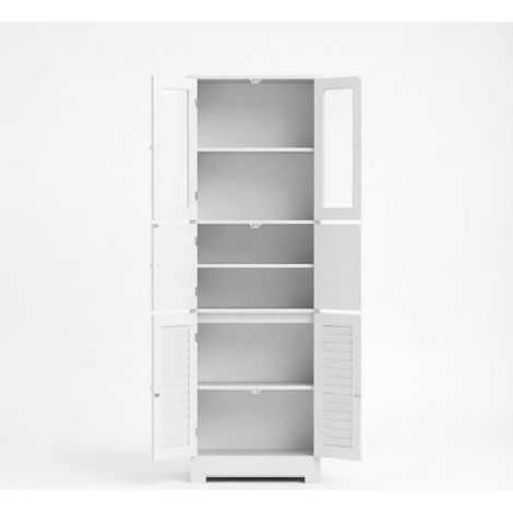 Mobile bagno alto bianco in MDF e vetro con 6 ante, autoportante (1/5)