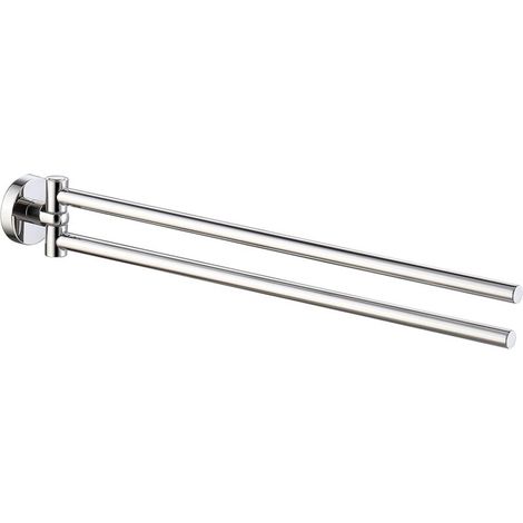 Lntyq Porte‑Serviettes Pivotant à Deux Bras, Porte‑Serviettes Mural Acier Inoxydable, Rotation 180° Gain de Place, Argent, 3855cm