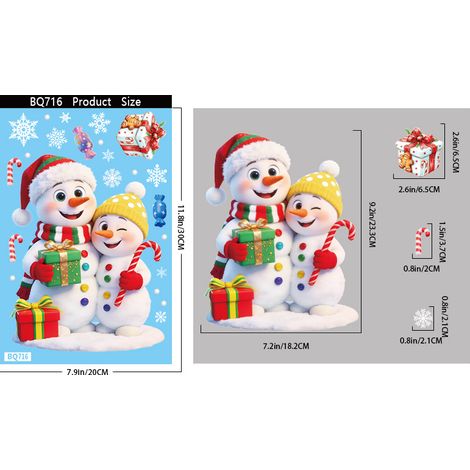 Autocollants statiques Père Noël, décorations de magasin, autocollants bonhomme de neige pour vitres, décorations de vitrine pour la veille de Noël, vente en gros