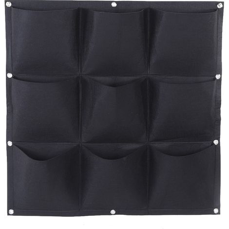 Sac de culture mural vertical biodégradable 9 poches, pot suspendu pour jardin plantes (Vert) (1/5)