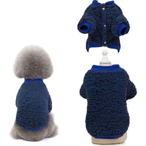 1 pull pour chien ou chat, polaire, bleu, taille M à XXL, adapté aux chiots et chats en automne/hiver (1/5)