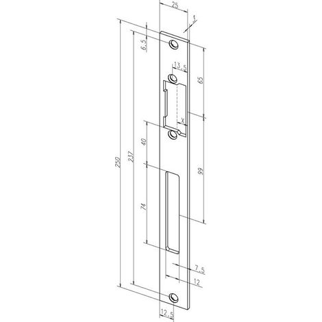 Incontro piatto 691 VA su misura misura 25xL.250mm DIN L / R ASSA ABLOY