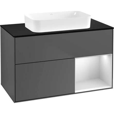 V&B Waschtischunterschrank Wandbeleuchtung Finion 100x60,3 cm, Rg re wh. m Lac, Anthrac. m (1/2)