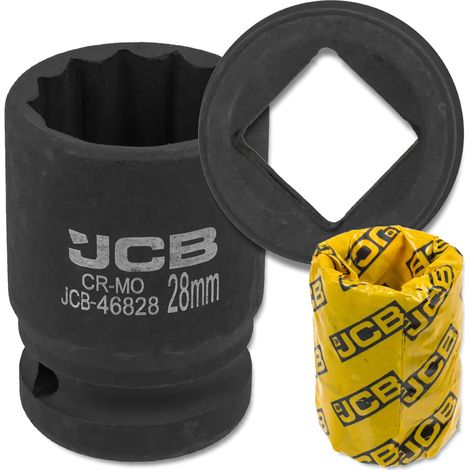 Chiave a bussola a impatto JCB da 3/4" 28 mm a 12 punte in acciaio Cr-Mo