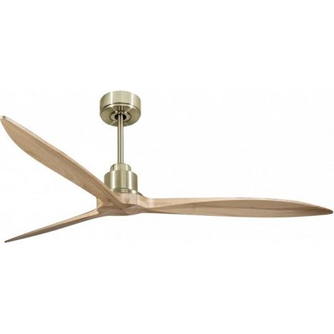 Tenerife - Super destratificateur et ventilateur DC 166 cm Laiton pales bois clair sans Lumière 30 à 60 m²