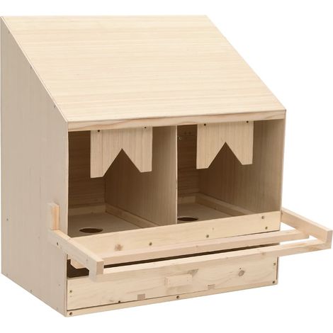vidaXL Ponedero para gallinas 2 compartimentos madera pino 63x40x65 cm (1/2)