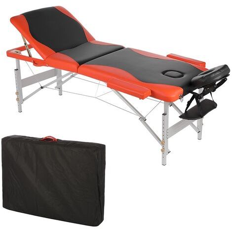 ALUMINIUM 3 ZONEN MASSAGELIEGE THERAPIELIEGE SCHWARZ ORANGE + TASCHE LIEGE