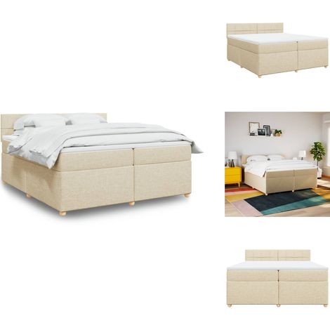 Boxspringbett mit Matratze Creme 200x200 cm Stoff - Boxspringbett - Boxspringbetten - Bett - Schlafzimmermöbel