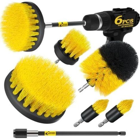 6 brosses de nettoyage Divers accessoire de portail, poils nylon non rayants, pour joints carrelage, cabine de douche, intérieur voiture, grilles et fissures (1/5)
