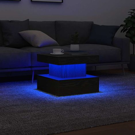 Mesa de centro con luces LED roble negro 50x50x40 cm vidaXL (1/5)