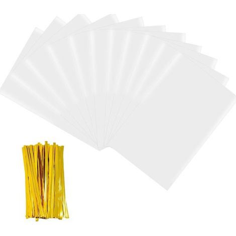 100 transparente Zellophantüten 10 x 15 cm große Süßigkeitentüten wiederverwendbar transparente Beutel OPP Geschenktüten für Kekse, Süßigkeiten, (1/5)