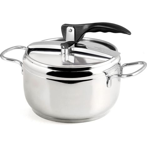 INOXPRAN - Pentola a Pressione, Acciaio Inox, Capienza 5 L, Triplo Fonto Adatto a Tutti i Piani di Cottura compreso l'Induzione, Cucina Rapida e Risparmio d'Energia, Lavabile in Lavastoviglie (1/4)