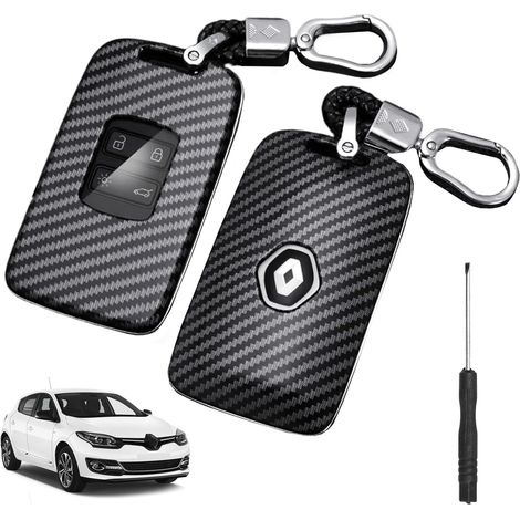 Schlüsselgehäuse aus Kohlefaser mit 4 Tasten für Renault Koleos, Kadjar, Talisman, Captur, Espace, Clio, Megane 2016-2024 – Kratz- und Stoßschutz, präzise Passform für Renault-Schlüssel