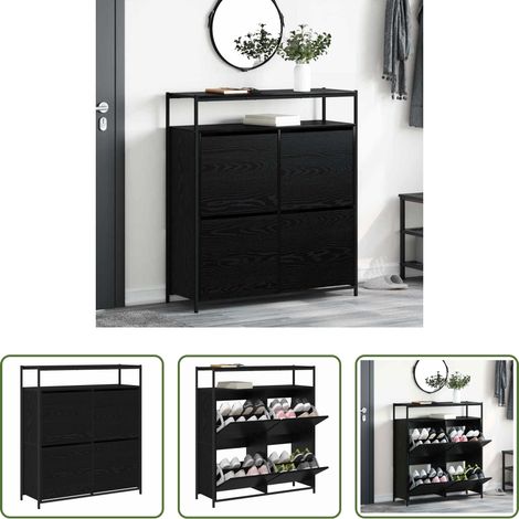 vidaXL Meuble de rangement - Cabinet à chaussures avec étagère Chêne noir 100 x 34 x 112 cm (1/5)