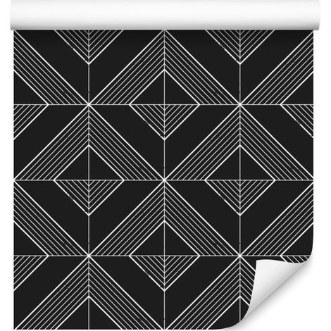 Papel pintado geométrico de rombos color grafito para salón y dormitorio, 50x1000 cm. (1/5)