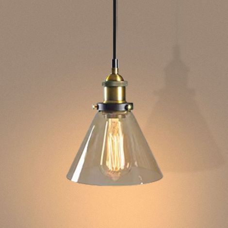 Lustre Rétro Suspension Luminaire D'Intérieur Industriel E27 Plafonnier En Verre Noir Pour Chambre Cuisine Salon Restaurant (1/5)