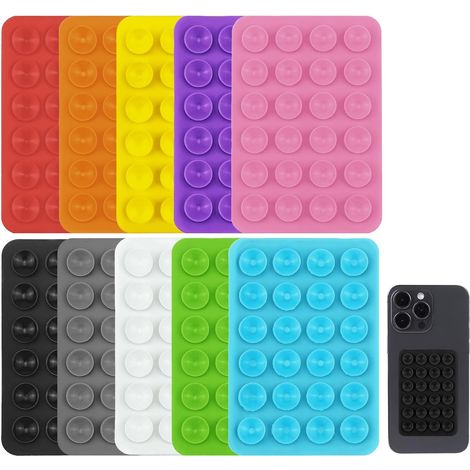 Lot de 10 supports à ventouse pour téléphone – Multicolore, compatible avec les coques et les surfaces lisses, support de téléphone (1/5)