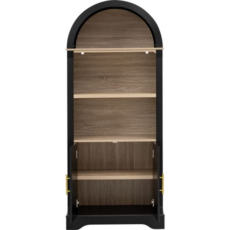 Credenza alta da cucina con LED e ripiano regolabile 76,2x40,1x180 cm nera (1/5)