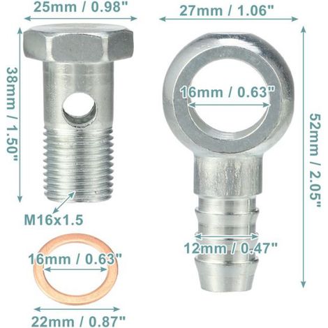 Adaptateur de conduite de carburant 16mm ID 14mm OD Banjo Raccord Carburant Ligne Adaptateur Connecteur - 8 pcs (1/5)