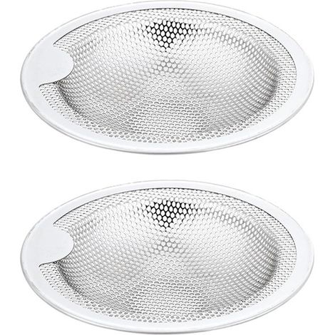Filtre d'évier, lot de 2, passoire, acier inoxydable, diamètre extérieur 10,2 cm, diamètre intérieur 7,5 cm, argent (1/5)