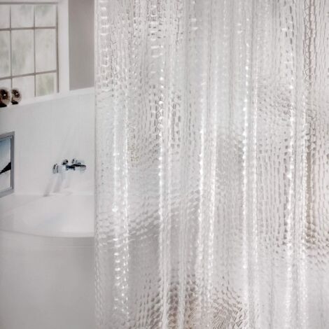 Rideau de douche imperméable et anti-moisissure, 80 x 180 cm, rideau de douche translucide, motif Water Cube, pour salle de bain (1/4)