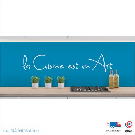 Crédence : LA CUISINE EST UN ART 2 - Couleur Bleu clair - Alu composite - 120 - 60 (1/3)